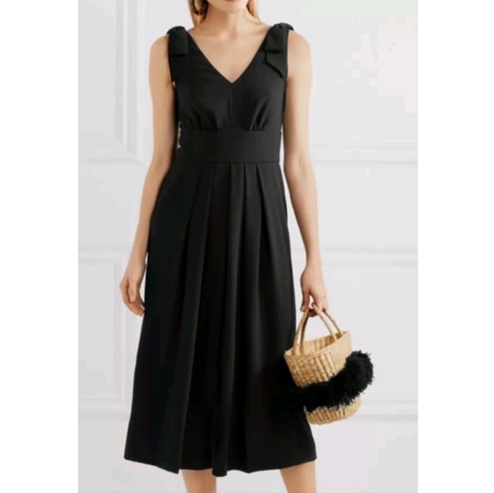 J.Crew Black Wideleg Jumpsuit Size 2 Cropped Flowy Romper Bow Tie Shoulders